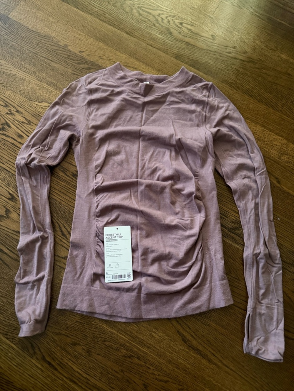 Athleta Long-Sleeve Ruched Crew Top - Dusty Mauve